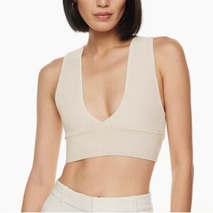 Babaton sculpt knit deep V tank matte pearl M, L